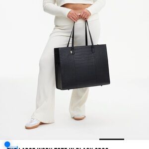 BEIS Black Crocodile Tote Bag